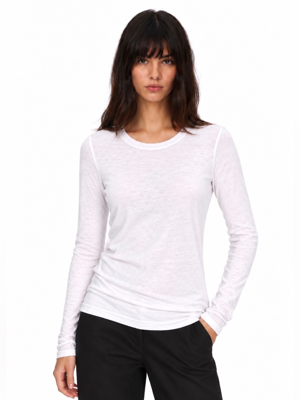 NWOT ATM Anthony Thomas Melillo White 100% Cotton Slub Long Sleeve Tee | Medium
